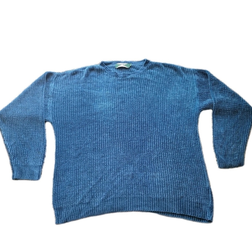 525 Men's Blue Chunky Knit Crewneck 90's Sweater Size XL Vintage USA
